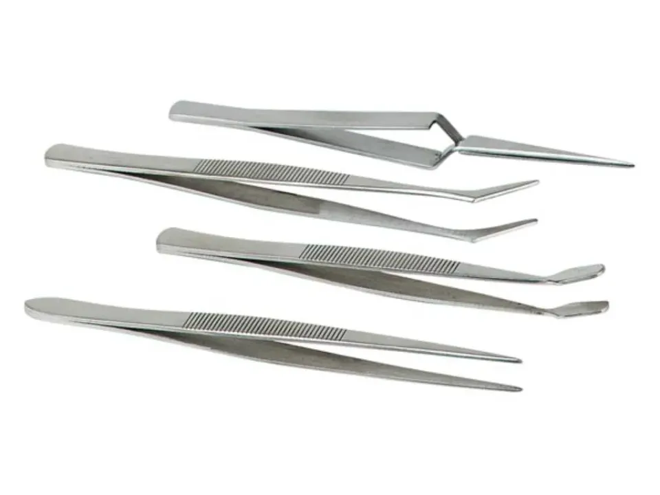 Velleman GP Series ensemble de 4 pincettes de précision argentées