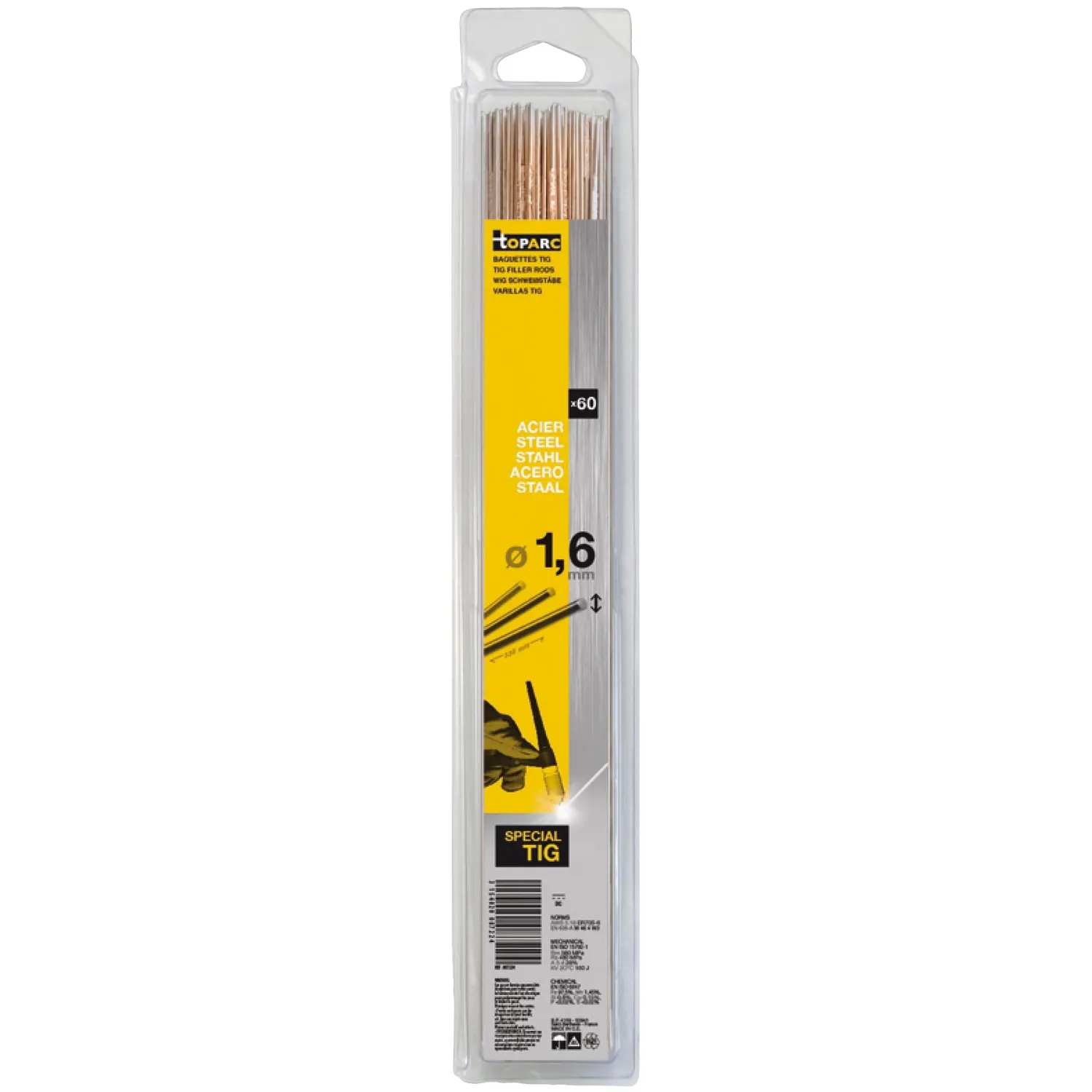 GYS baguettes TIG ER70S-6/W3Si1 Ø 1,6 mm 60 pièces