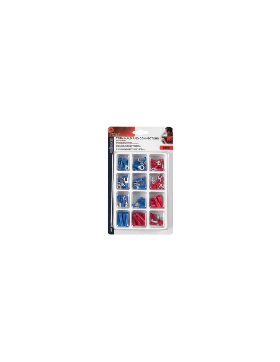 Velleman GP Series BL/F100 assortiment de cosses 100 pièces rouge bleu