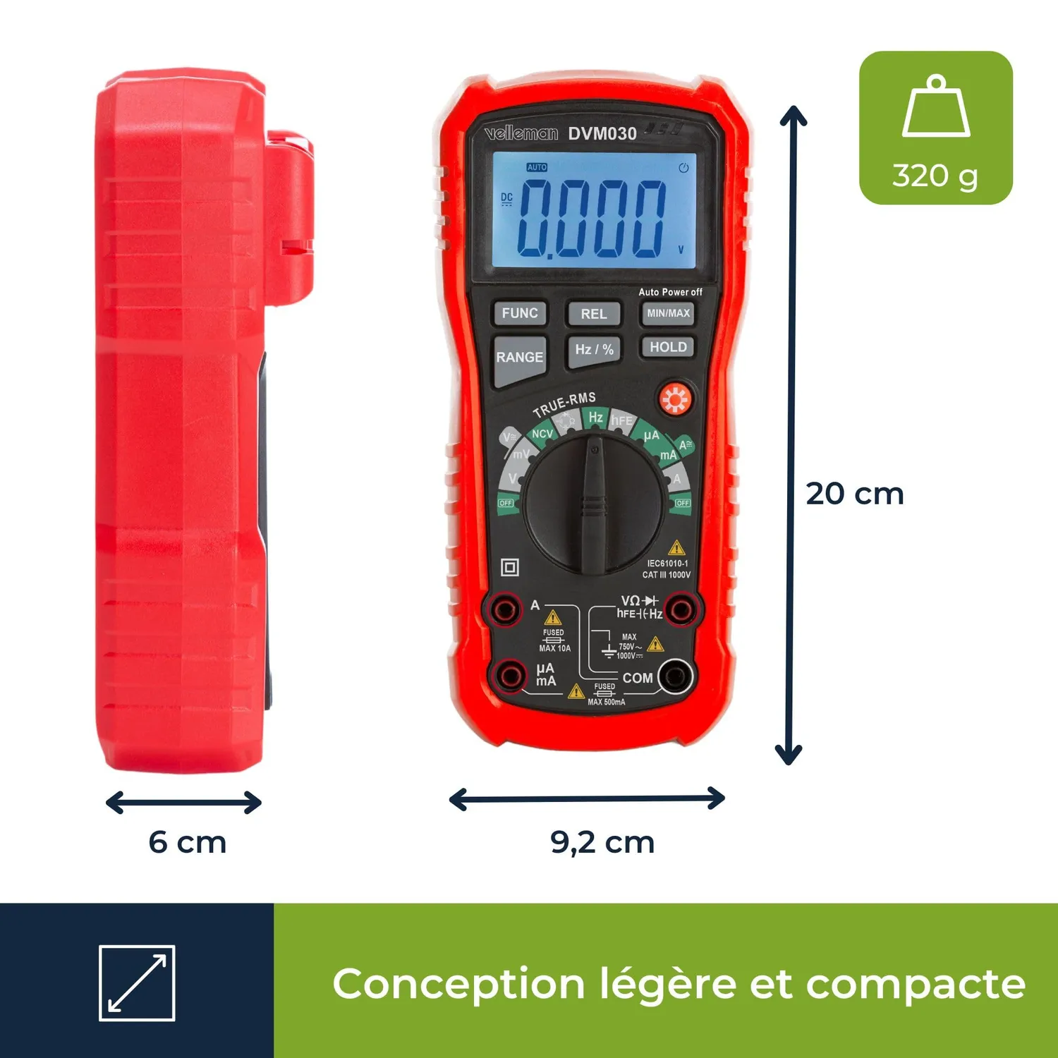 Velleman GP Series multimètre numérique sans contact, maintien des données