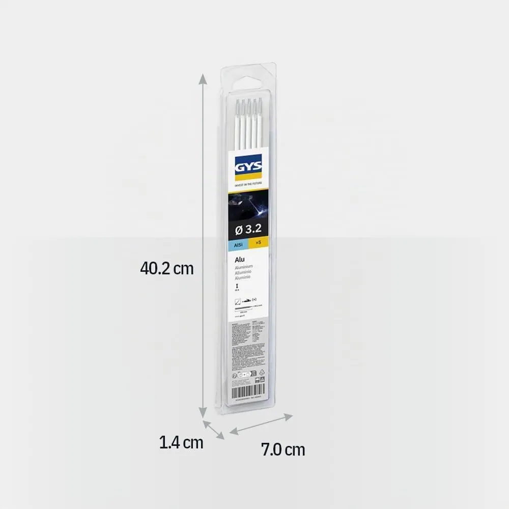 GYS électrode aluminium Ø 3,2 mm 4043, étui de 5, alliage au silicium