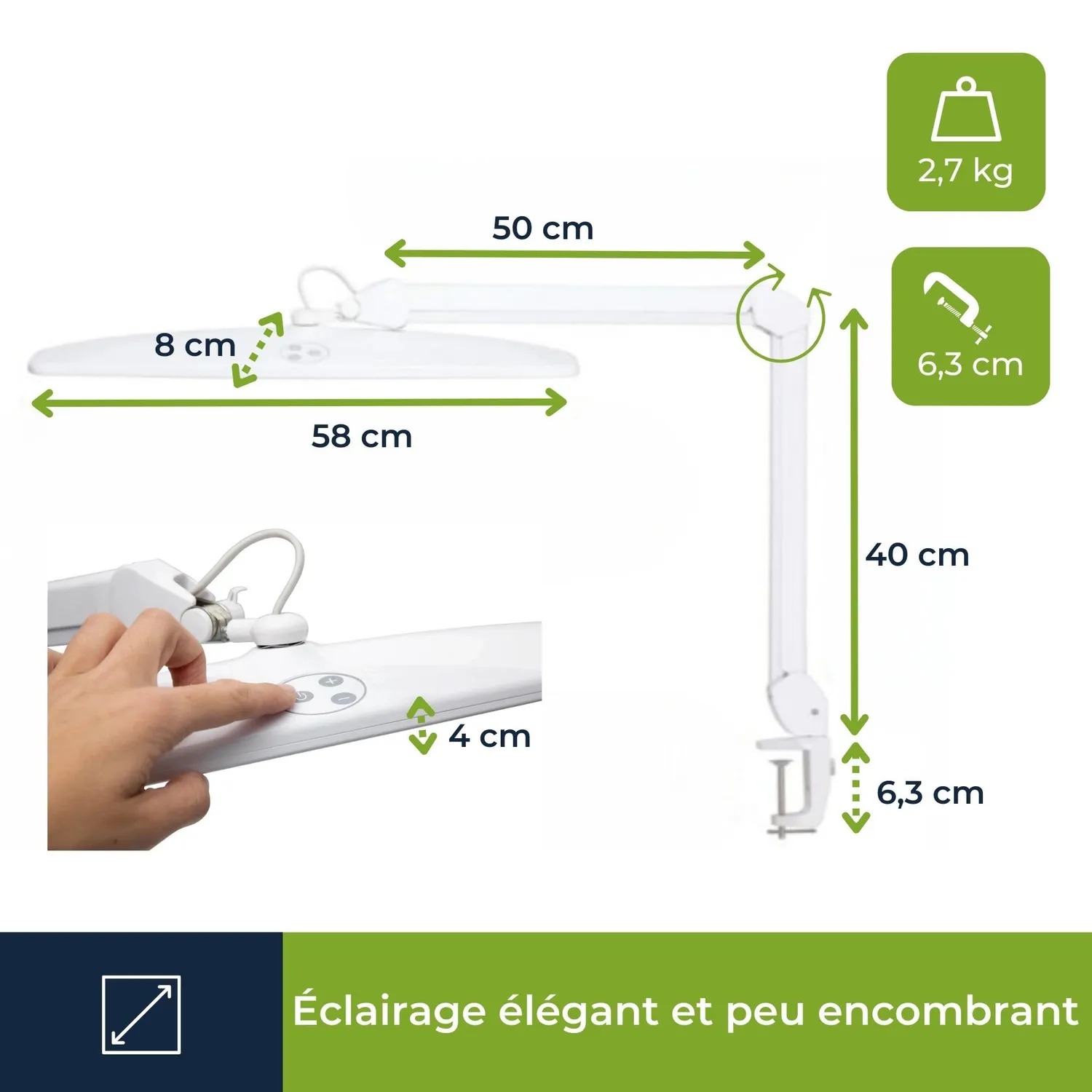 Velleman VTLLAMP lampe de bureau LED 84 LED 2000 lm blanc variateur