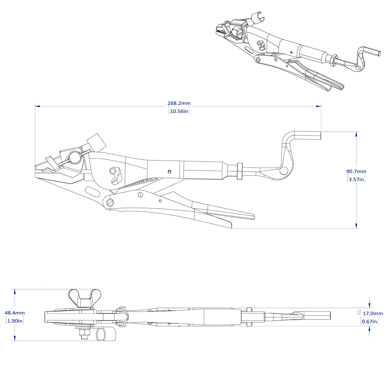 STRONG HAND EUROPE 7″ Extractor GPB710 pince de masse à mâchoire fixe