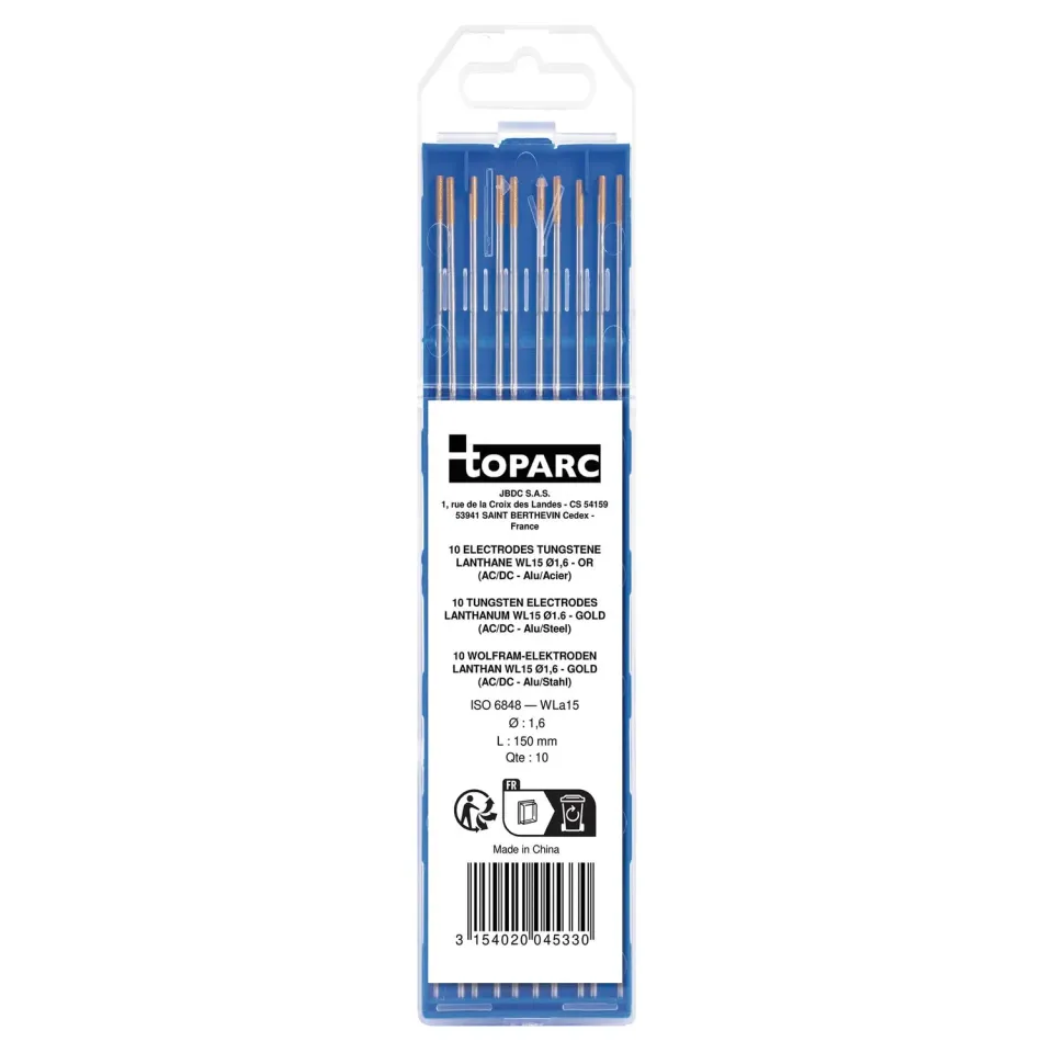 GYS électrodes tungstène WL15 Ø 1,6 mm lot de 10