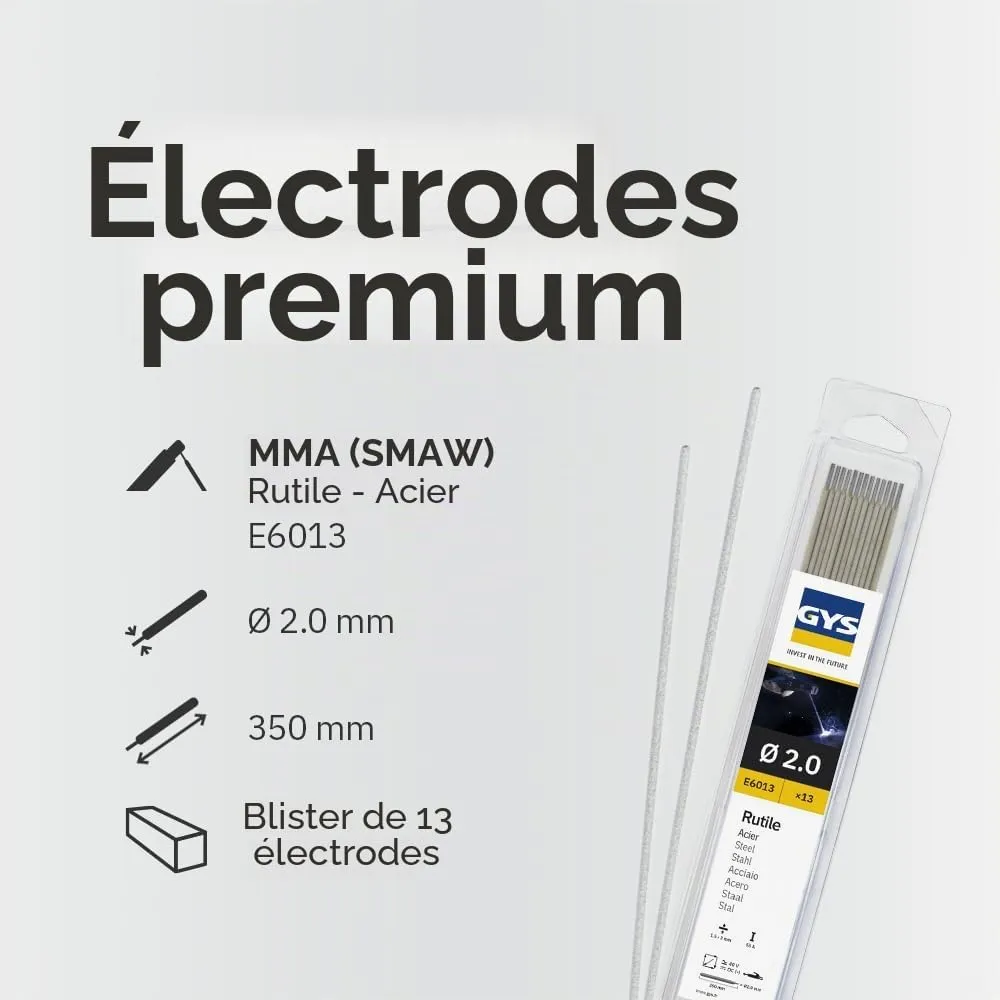 GYS Métal d'Apport MMA électrodes E6013 2 mm 13 pièces rutile