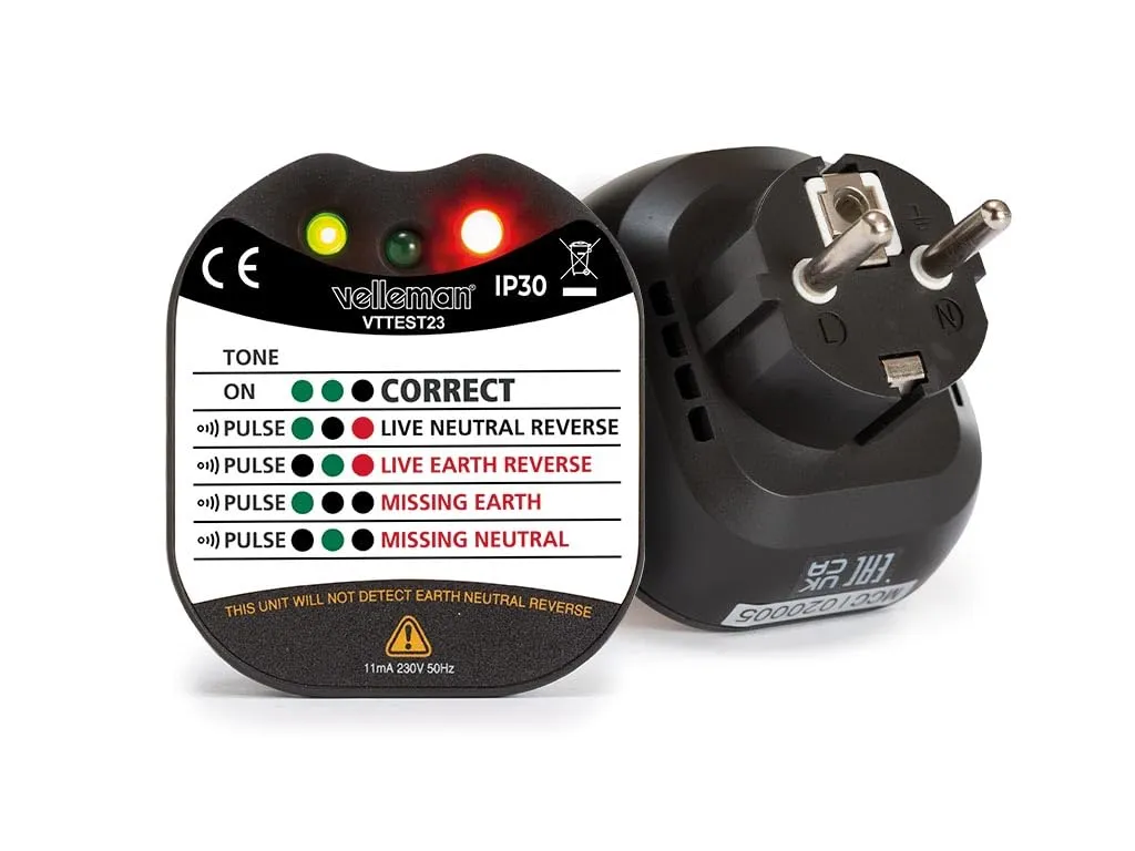 Velleman GP testeur de prise et de terre CAT II 230 V LED buzzer