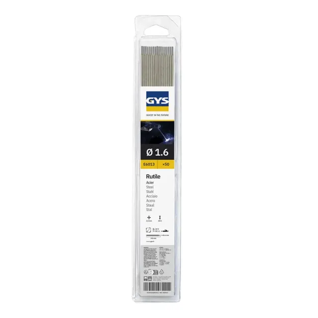 GYS électrodes rutiles E6013 Ø 1,6 mm, étui de 50, inox