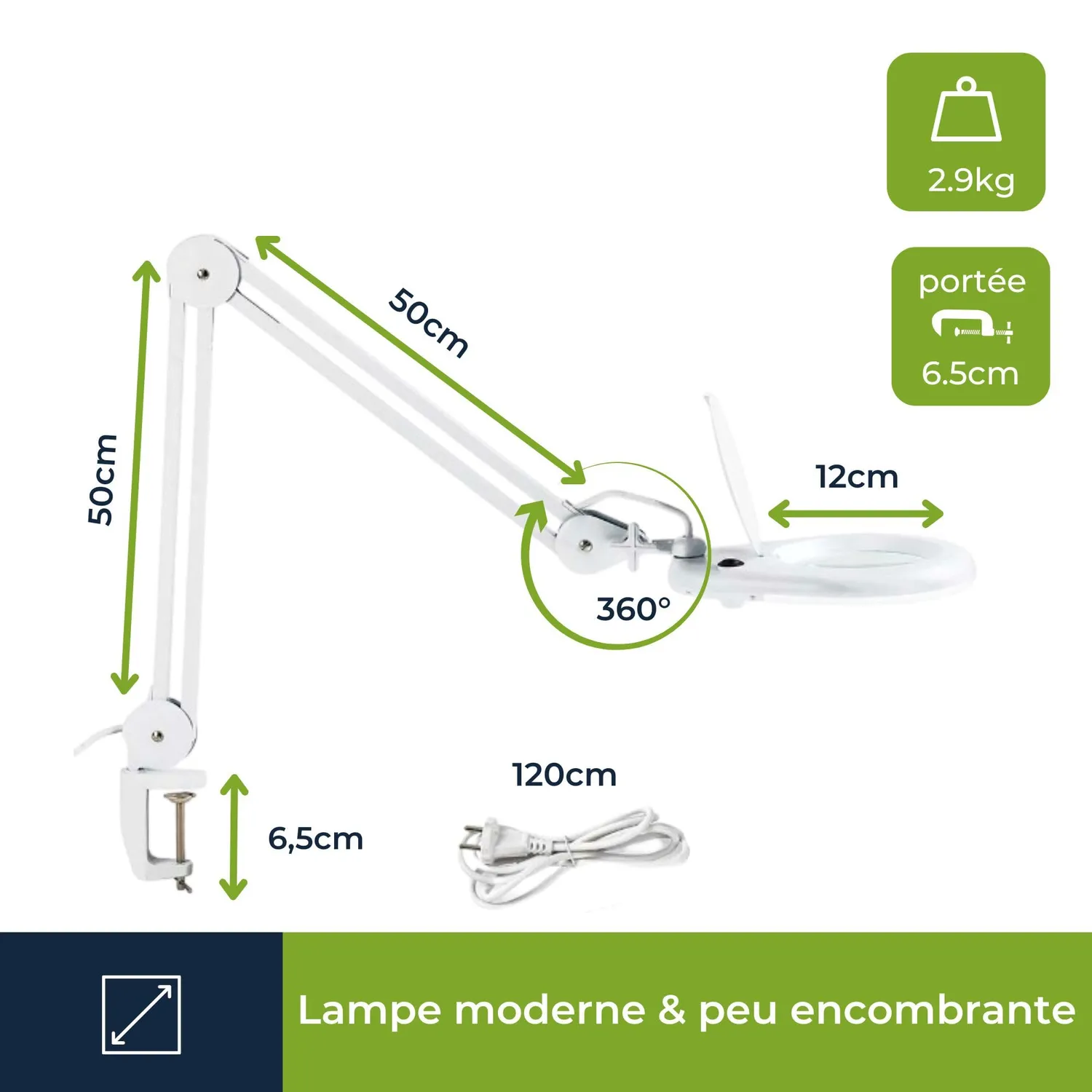 Velleman VTLLAMP Series lampe loupe LED avec pince 3× 8 W 60 LED