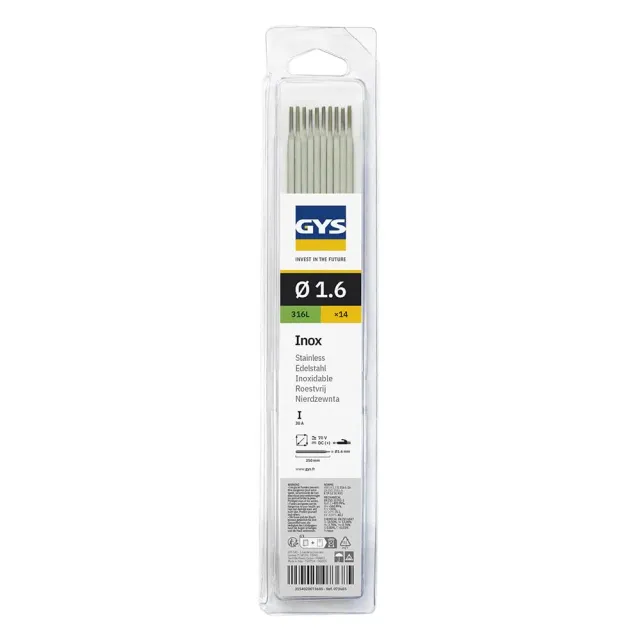 GYS Métal d’apport MMA E316L électrodes inox 1,6 mm, blister 14, toutes positions
