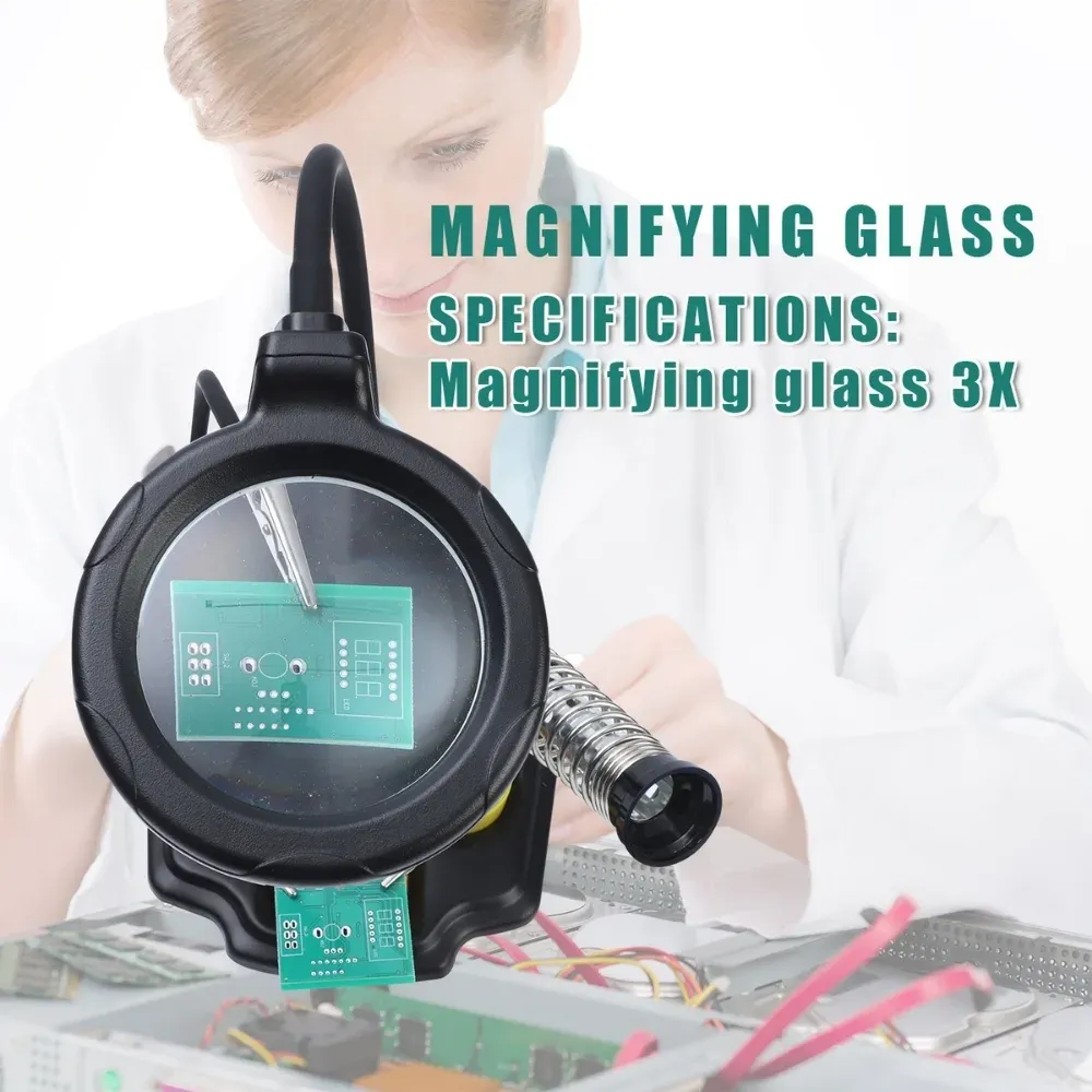 Zhongdi ZD-10Y support loupe soudure LED 4x troisième main