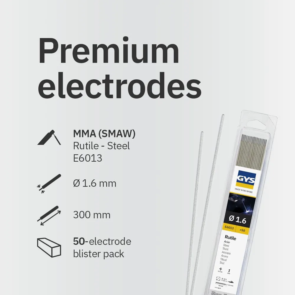 GYS électrodes rutiles E6013 Ø 1,6 mm, étui de 50, inox
