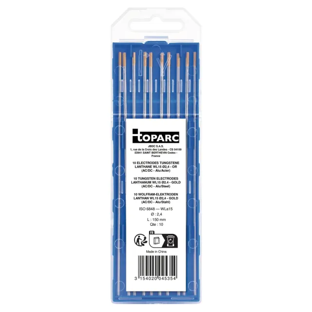 GYS WL15 électrodes tungstène Ø 2,4 mm x10 lanthane