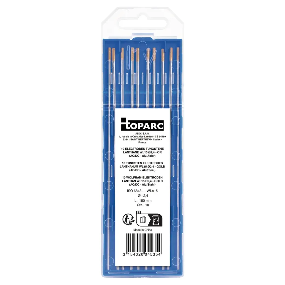 GYS WL15 électrodes tungstène Ø 2,4 mm x10 lanthane