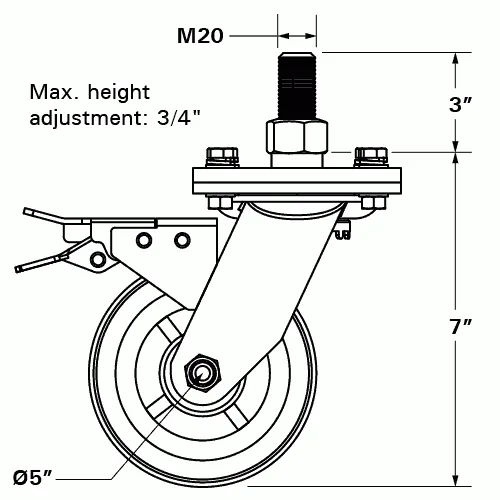 STRONG HAND EUROPE roulette TMLC700 pour table Alpha 5/8 mobilité