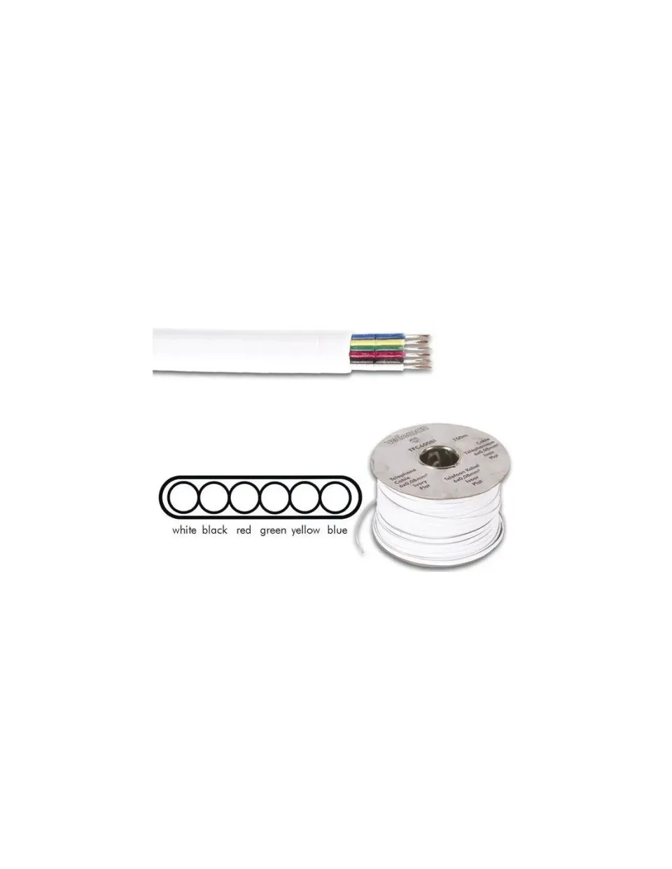 Velleman bobine câble RJ11 100m blanc téléphone