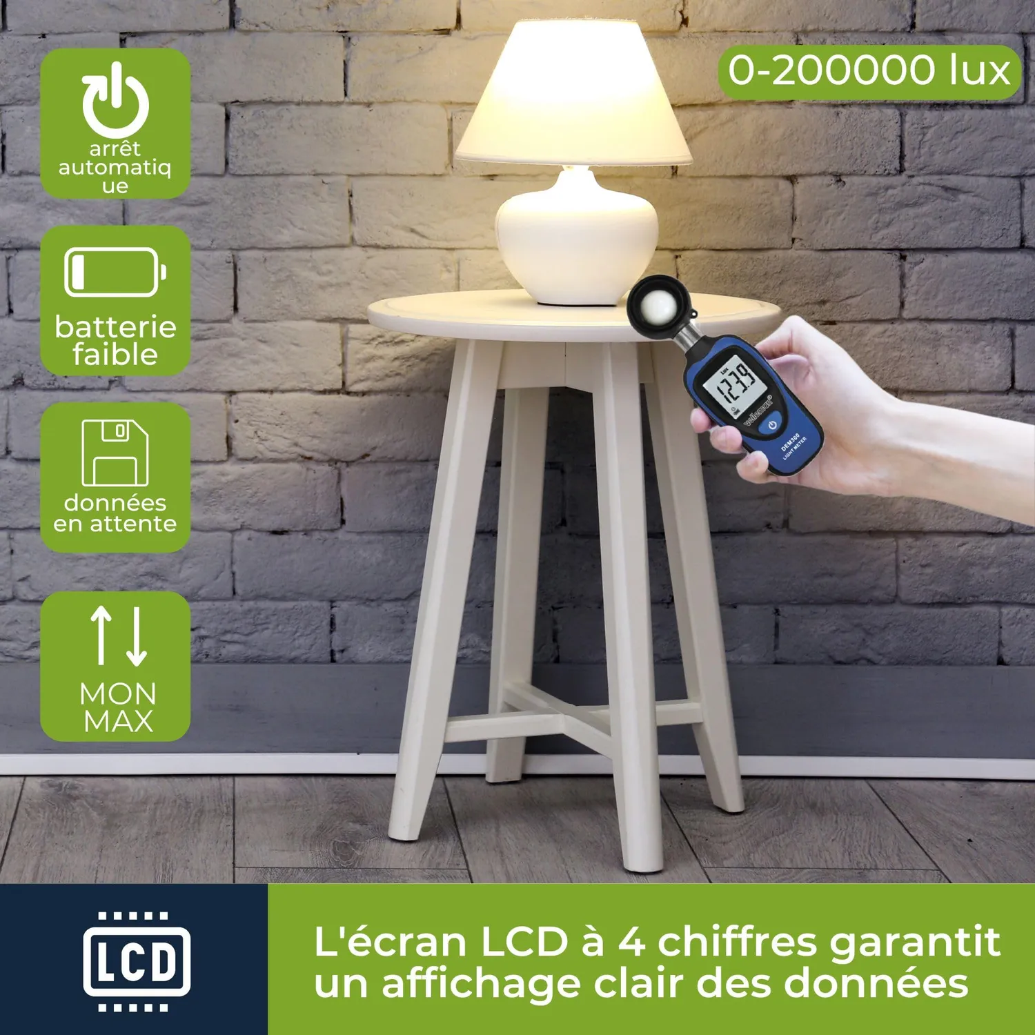 Velleman GP Series luxmètre numérique 0-200 000 lux portable