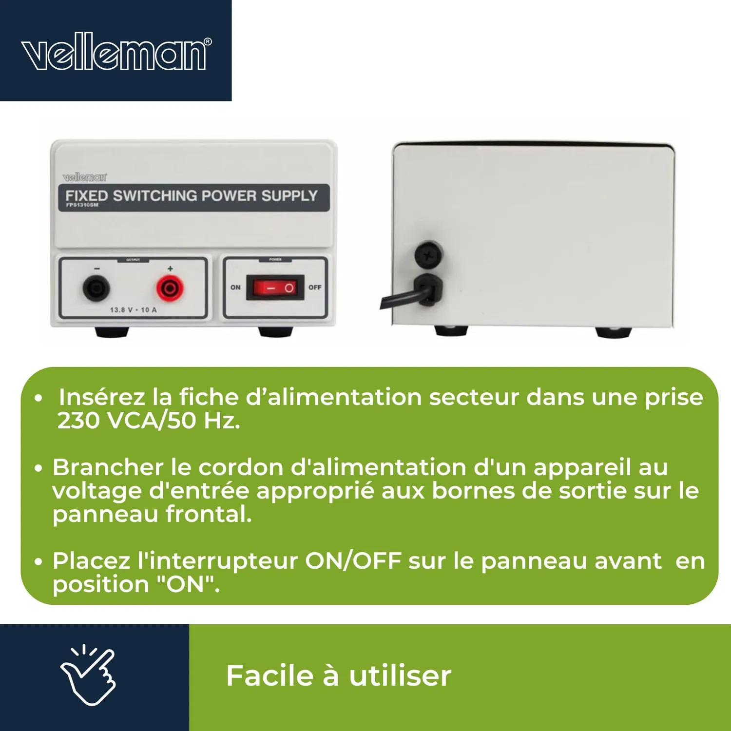 Velleman GP Series alimentation labo 13,8V 10A fixe