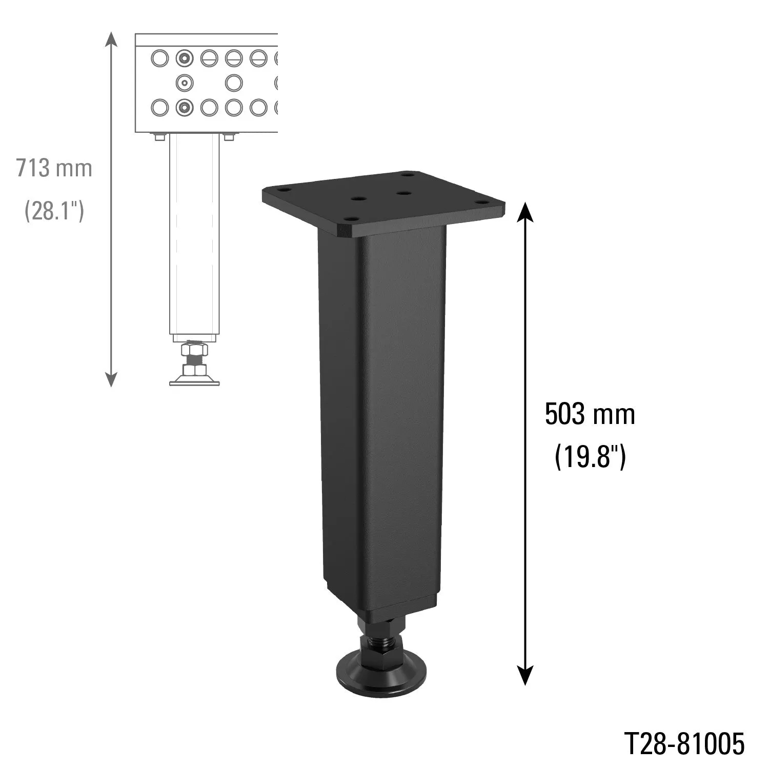 STRONG HAND EUROPE Alpha 28 Table Legs pieds de table modèle T28-81004 350 mm fixe