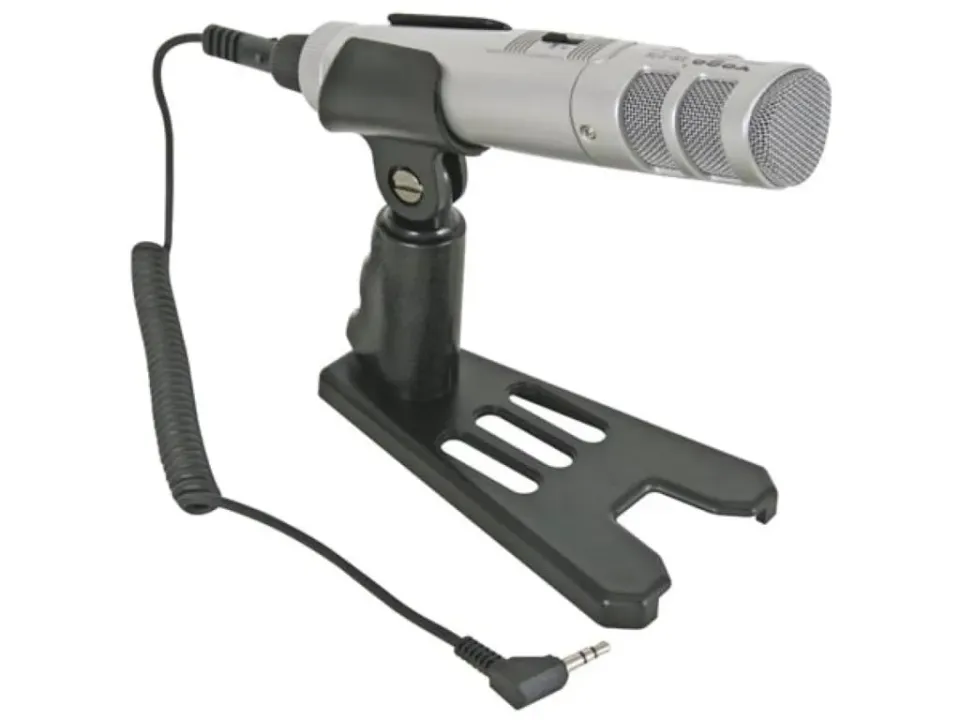 Velleman GP Series microphone stéréo électret unidirectionnel avec support de table noir