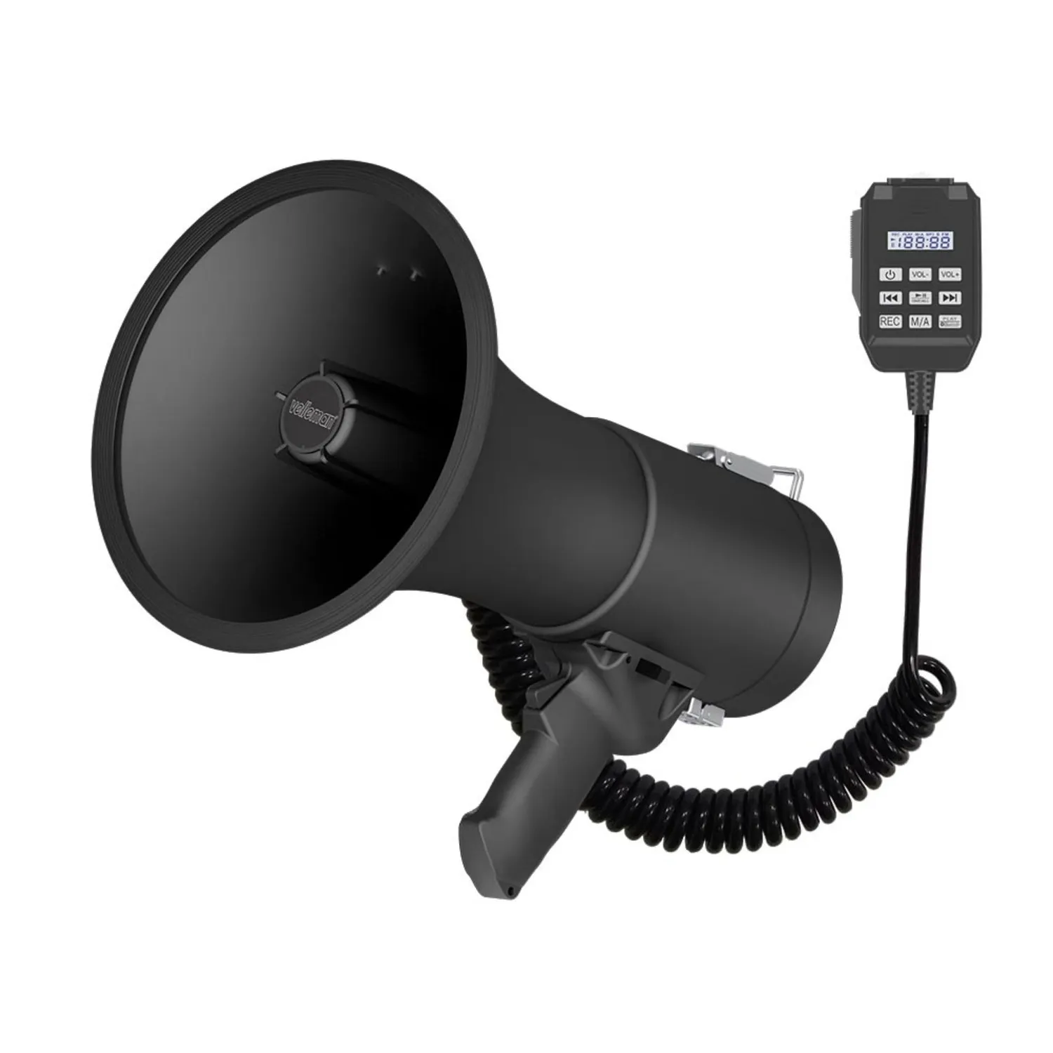 Velleman GP Series mégaphone 25 W avec sirène, micro détachable, gris/noir/bleu