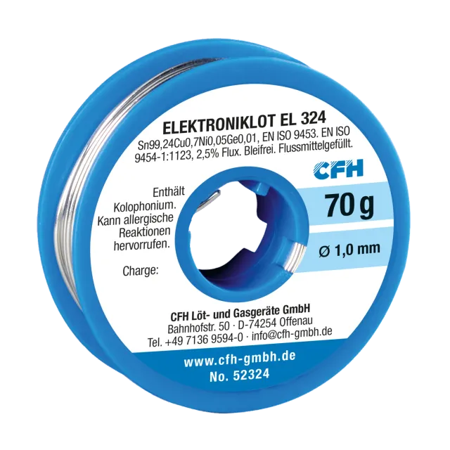 CFH EL 324 fil à souder électronique 70 g sans plomb Ø 1 mm