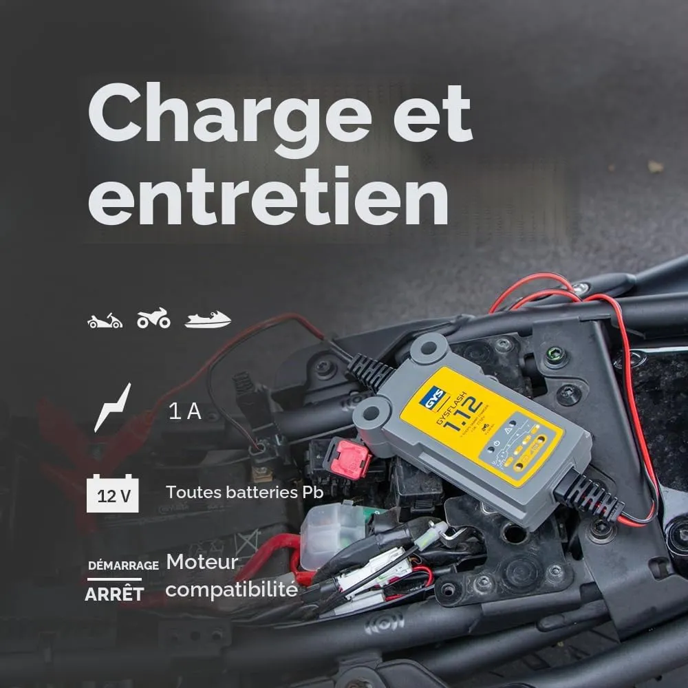 GYS GYSFLASH 1.12 chargeur batterie 12 V 1 A moto
