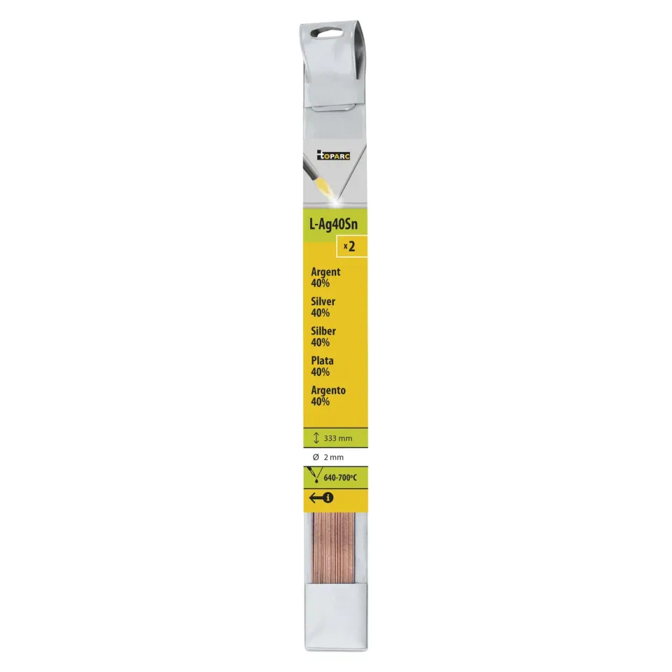 GYS Métal d’Apport Brasage L-Ag40Sn/Ag140Si baguettes argent 2 mm lot de 2