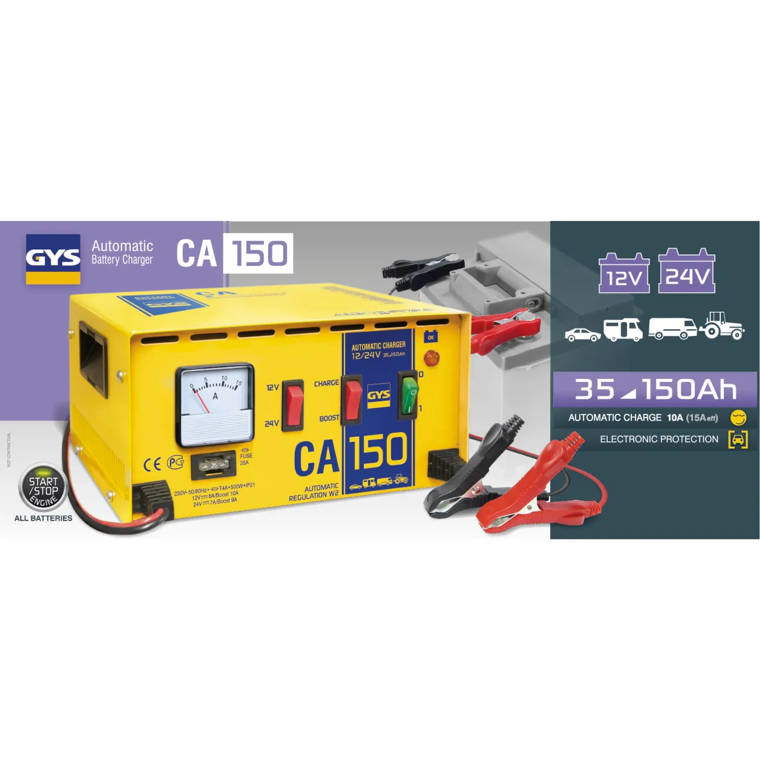 GYS CA 150 Chargeur Batterie Auto 12/24V Plomb
