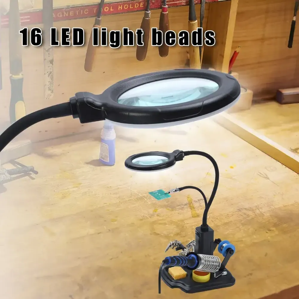 Zhongdi ZD-10Y support loupe soudure LED 4x troisième main