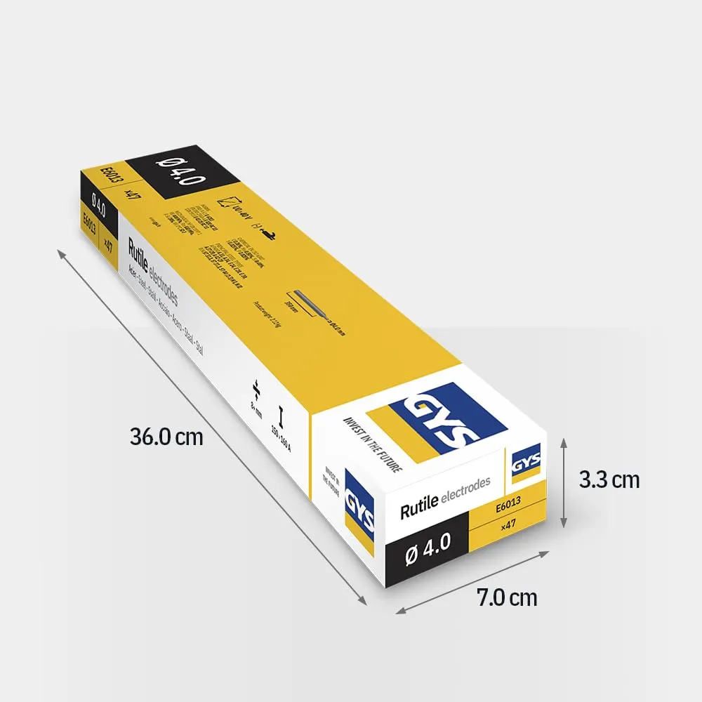 GYS E6013 électrodes rutiles MMA Ø 4 mm x 350 mm demi-étui 47 pièces