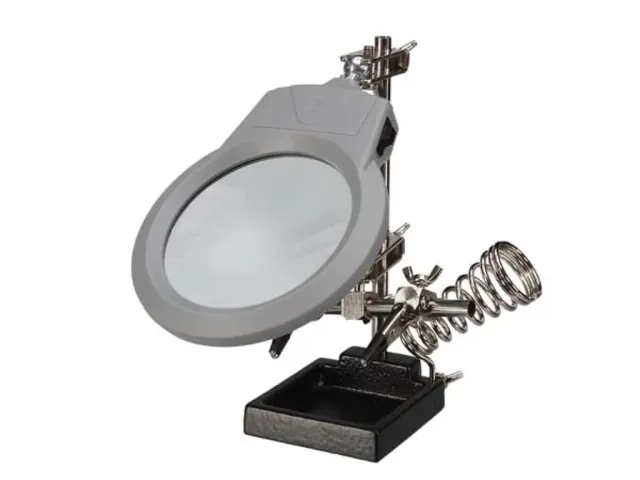 Velleman VTLLAMP troisième main avec loupe LED et support fer à souder