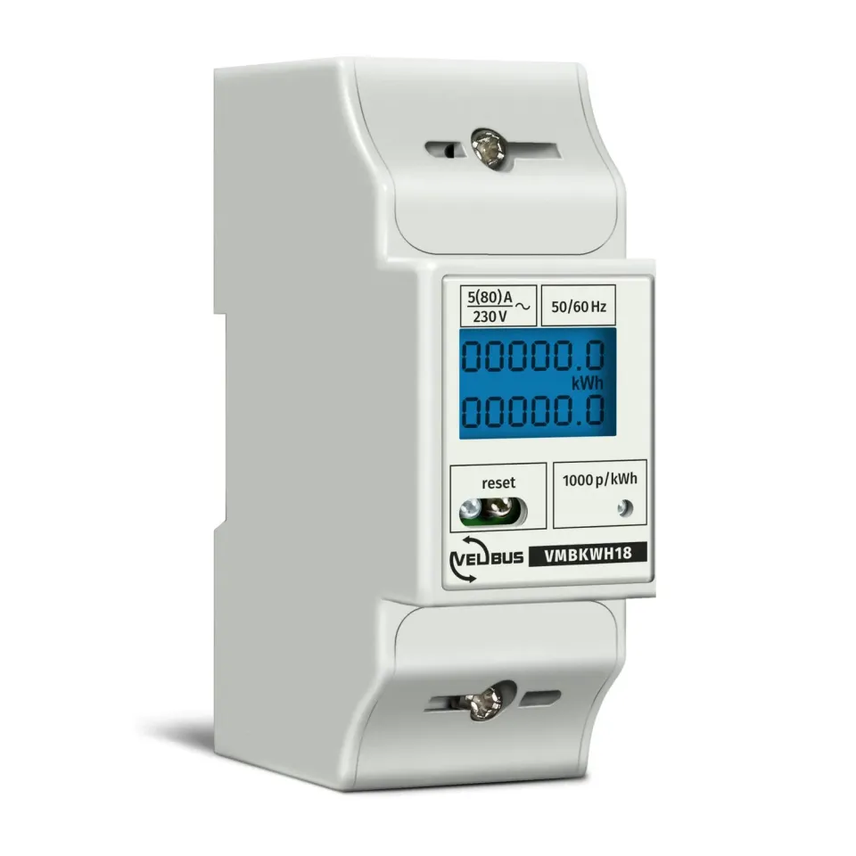 Velleman compteur d’énergie monophasé 80 A, rail DIN, affichage LCD
