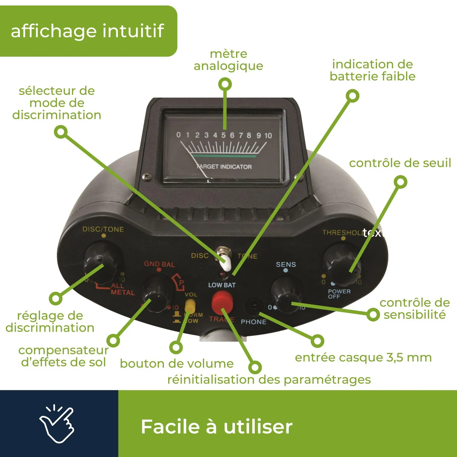 Velleman détecteur de métaux bobine 22 cm 20 cm