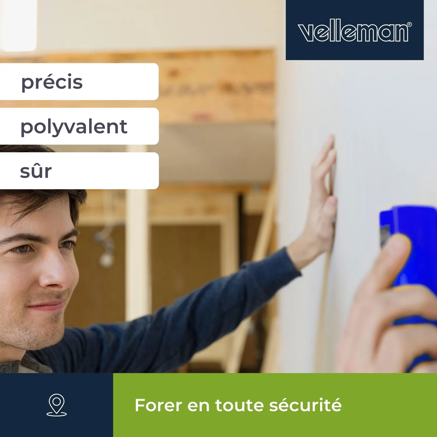Velleman GP détecteur de montants numérique 51 mm bois métal câbles