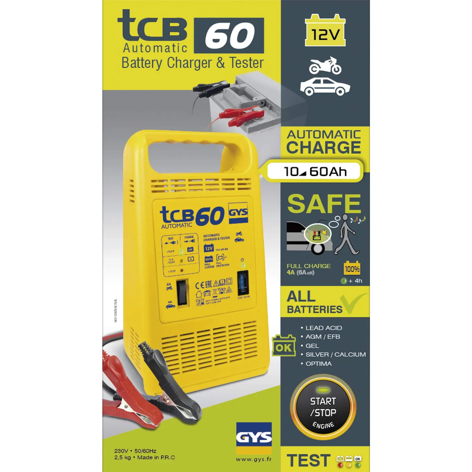 GYS TCB 60 chargeur de batterie 12 V 10–60 Ah