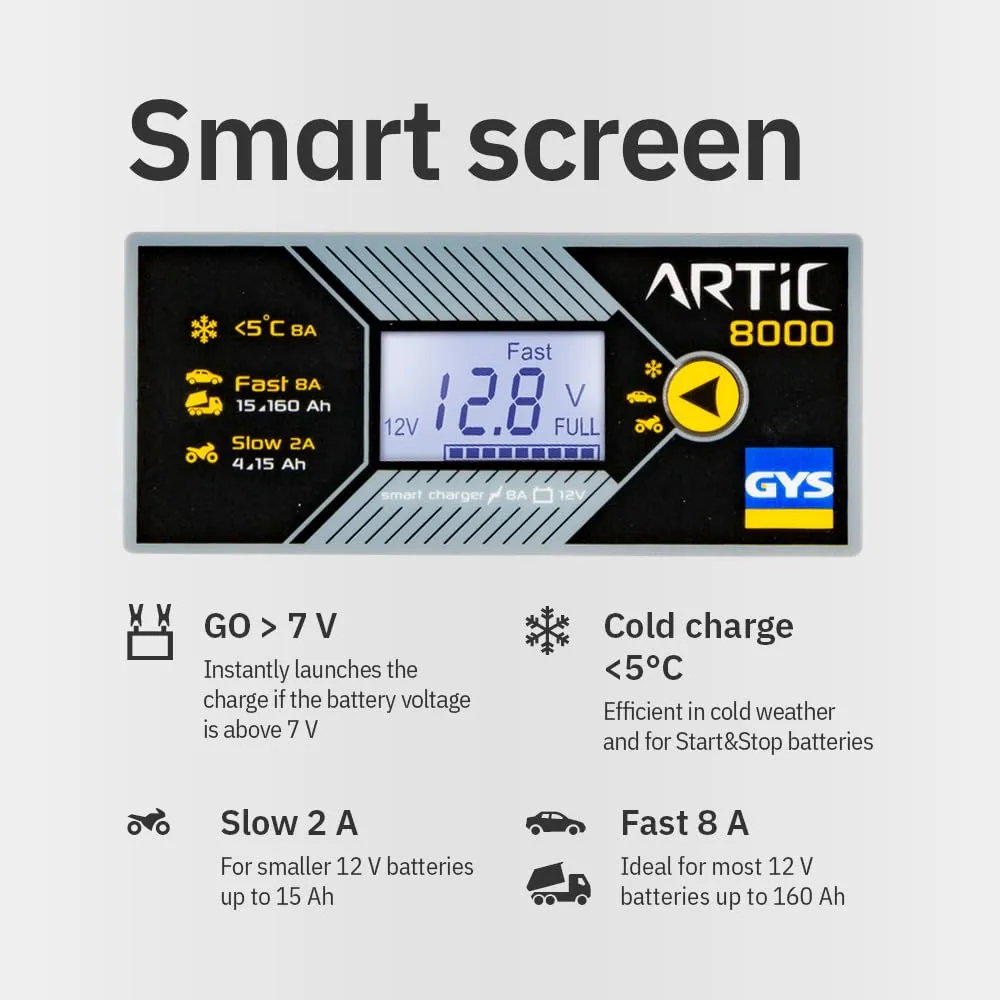 GYS Artic 8000 chargeur de batterie 12 V 2/8 A