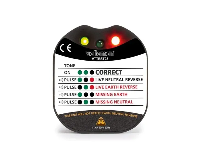 Velleman GP testeur de prise et de terre CAT II 230 V LED buzzer
