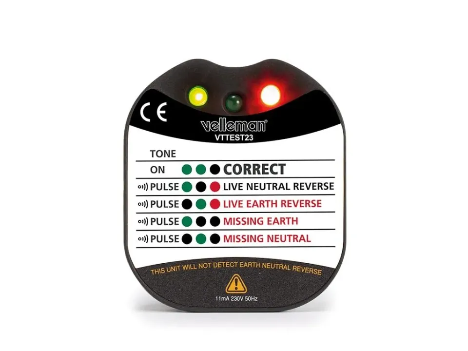 Velleman GP testeur de prise et de terre CAT II 230 V LED buzzer
