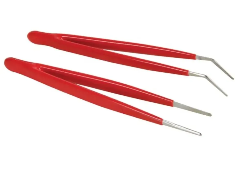Velleman GP Series pincettes de précision droites et coudées rouges
