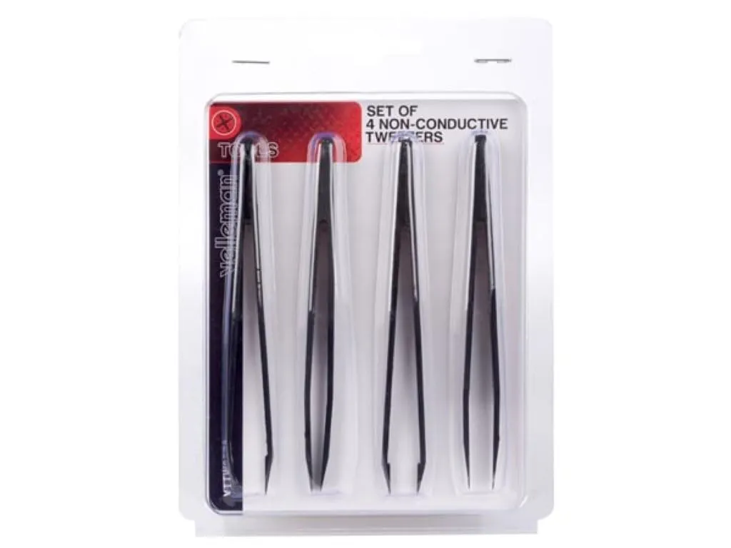 Velleman GP Series jeu de 4 pincettes non conductrices noires