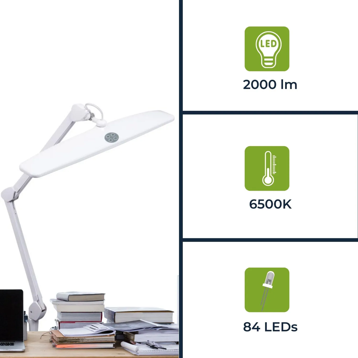 Velleman VTLLAMP lampe de bureau LED 84 LED 2000 lm blanc variateur