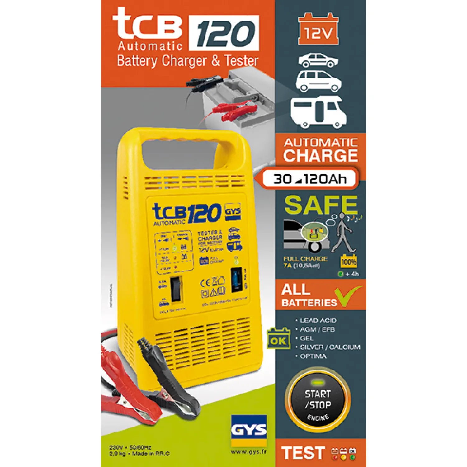GYS TCB 120 chargeur batterie 12 V 30–120 Ah