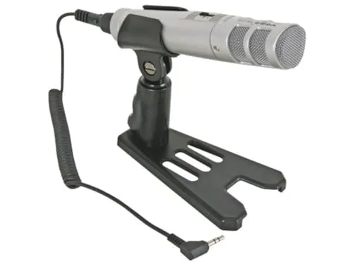 Velleman GP Series microphone stéréo électret unidirectionnel avec support de table noir