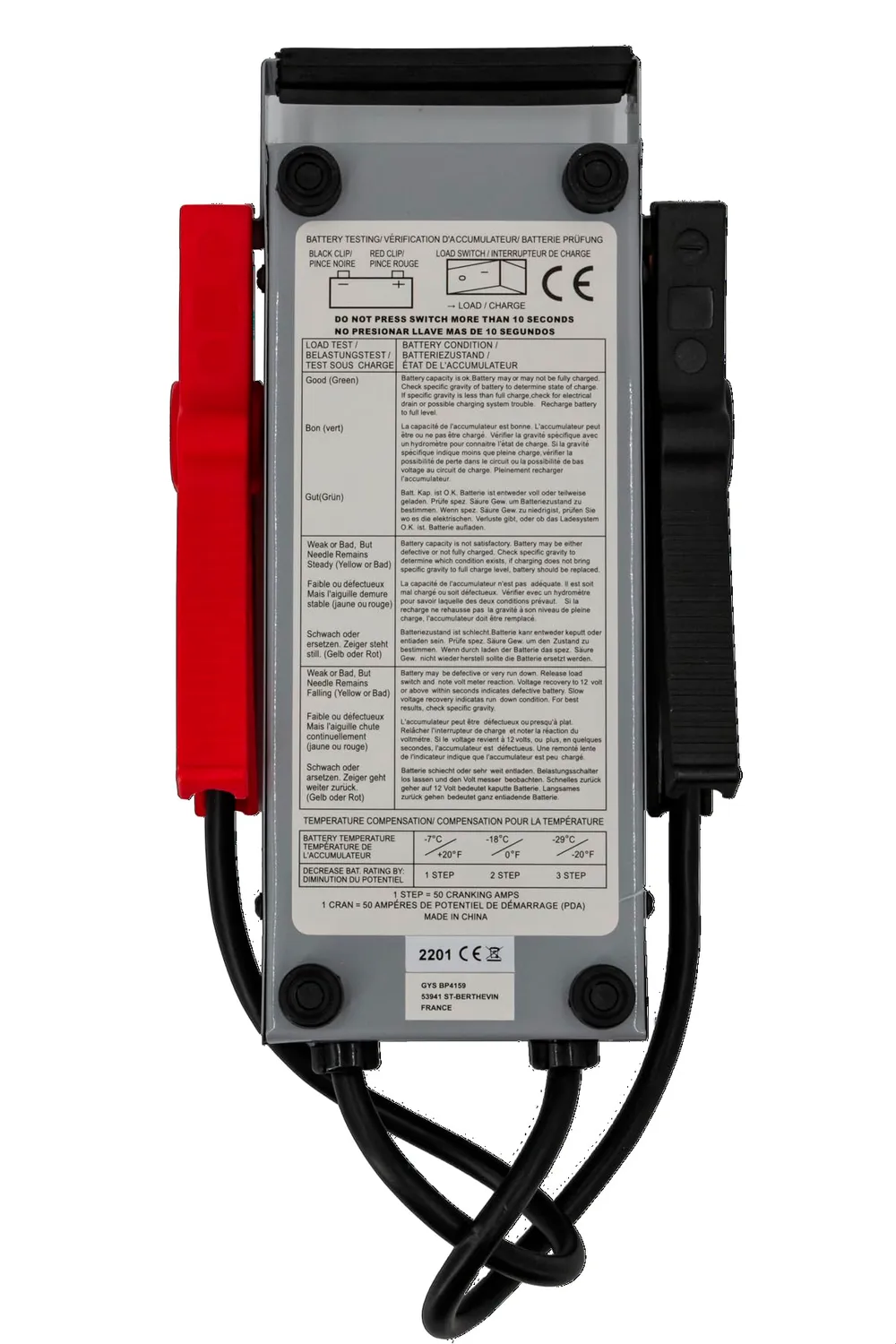 GYS TBi 100 testeur de batterie 6/12 V jusqu’à 100 Ah