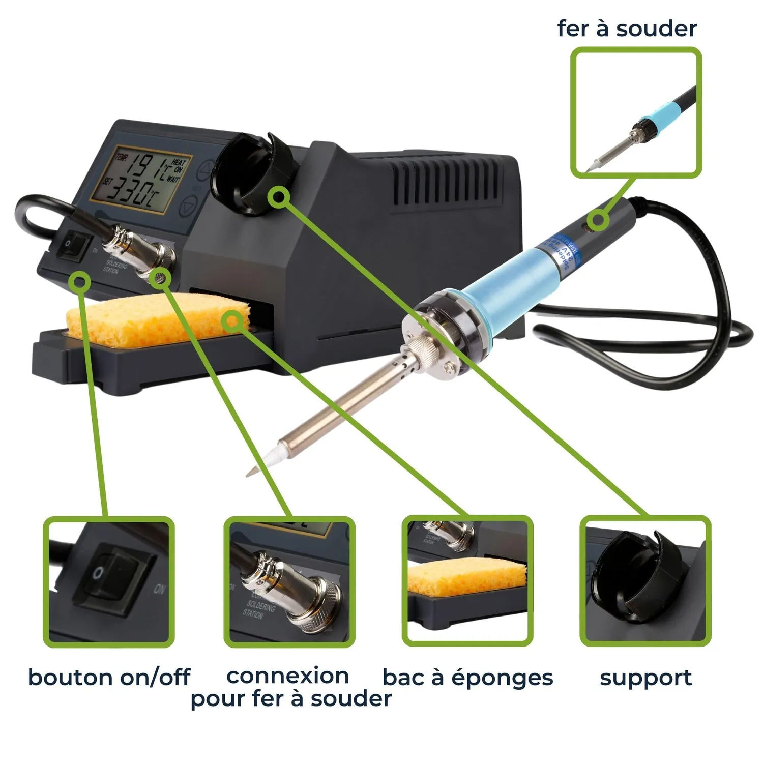 Velleman station de soudage LCD 48 W 150-450 °C